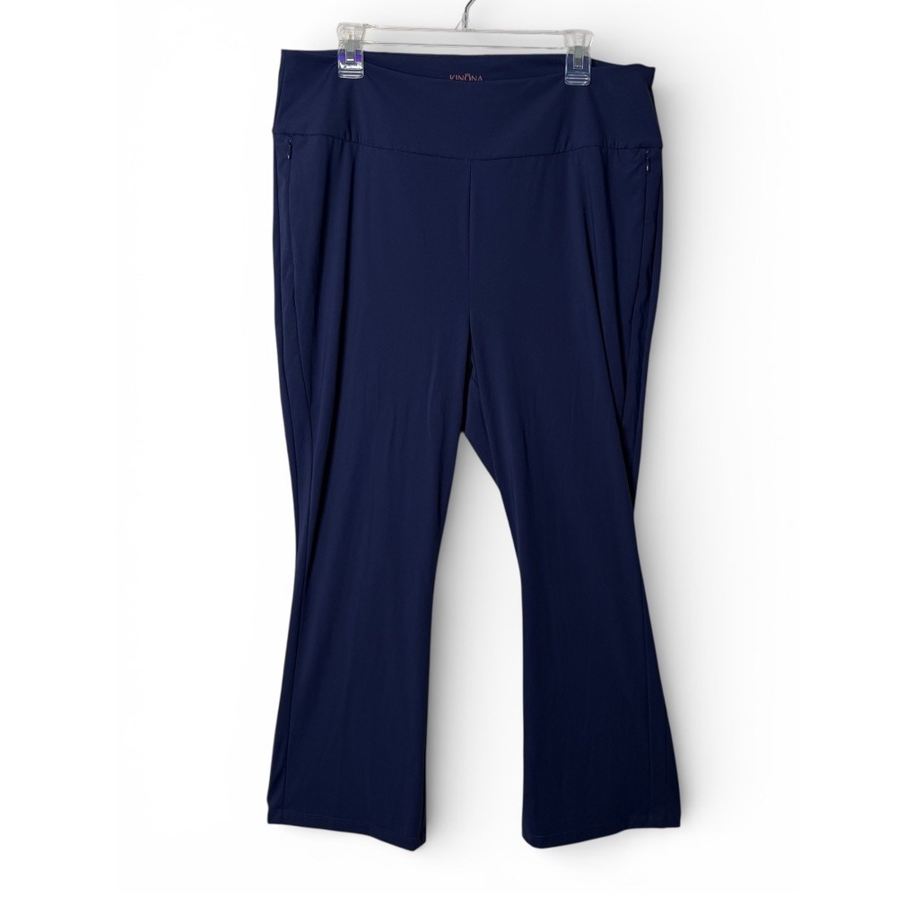 Kinona Navy Blue Pull On Golf Pants Stretch‎ Crop Performance Womens Size XL